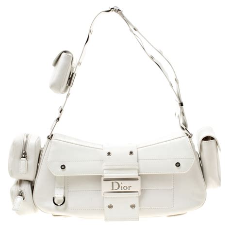 dior vintage white bag|Dior white leather bag.